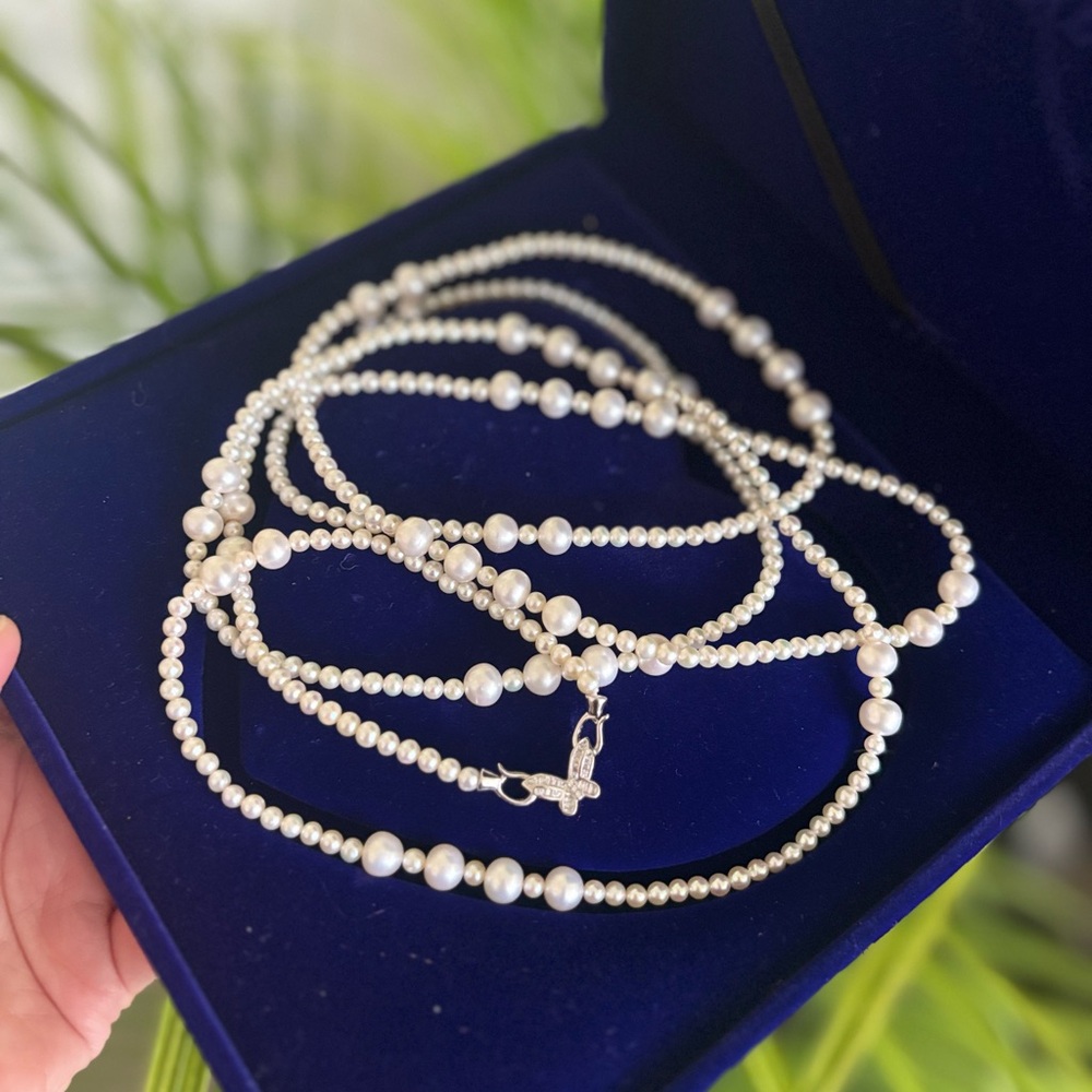 Super long fresh water real Pearl Necklace